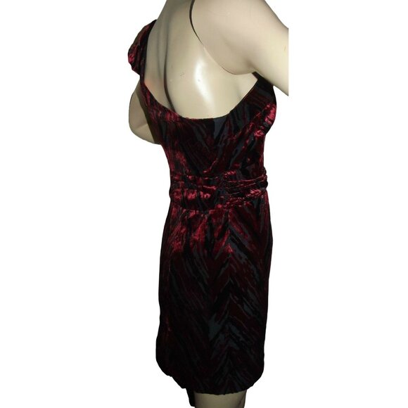 Silence + Noise Dress Womens Size Small Red Black One-Shoulder velvet party y2k - Picture 7 of 9